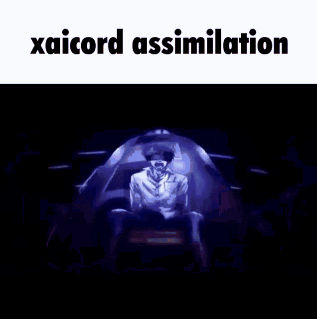 a close up of a person 's mouth with the words xaicord assimilation on the bottom