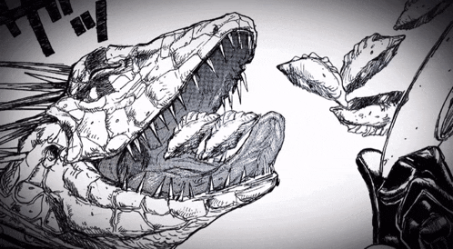 a black and white drawing of a snake with its mouth wide open