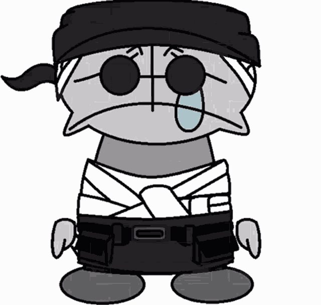 a cartoon character with a bandage on his arm is crying