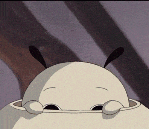 a cartoon character looks out of a hole