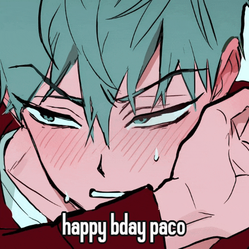 a drawing of a boy with the words happy bday paco written below it