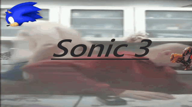 a blurred image of a person with the words sonic 3 written on it