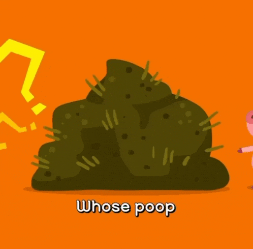 a cartoon illustration of a pile of poop with the words whose poop below it