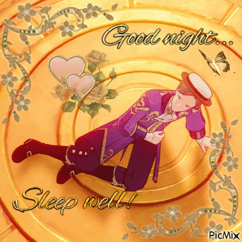 a picture of a man with the words good night sleep well written on it