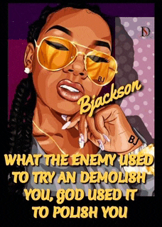 a cartoon of a woman wearing sunglasses with the name bj jackson on the bottom