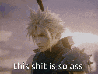 a video game character with the words this shit is so ass on the bottom