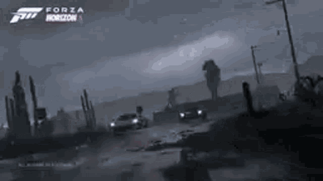 a car is driving down a dirt road in a video game called forza horizon