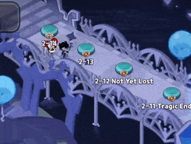 a screenshot of a video game showing 2-12 not yet lost 2-12 tragic end and 2-12 not yet lost