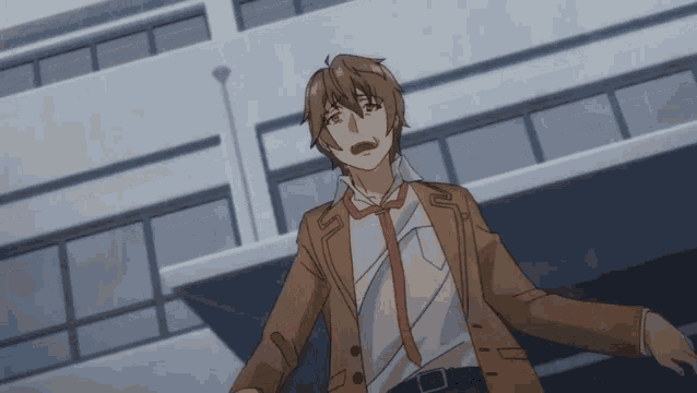 a man in a suit and tie is standing in the rain