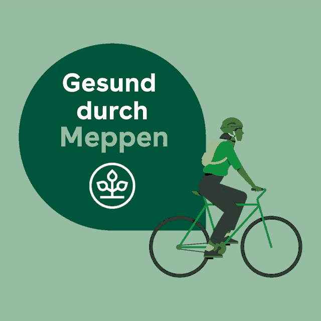 a person is riding a bike with the words gesund durch meppen behind them