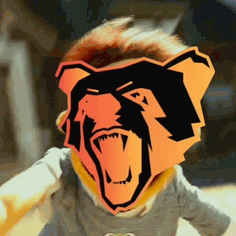 a child is wearing a mask that looks like a bear 's head
