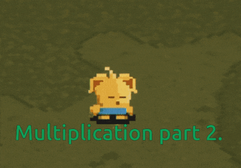 a pixel art drawing with the words multiplication part 2 on it
