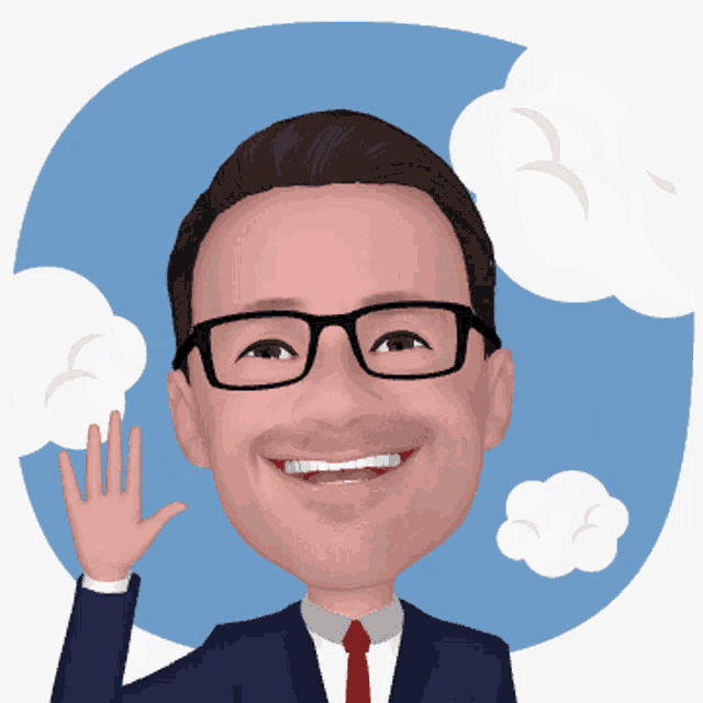 a caricature of a man wearing glasses and a tie
