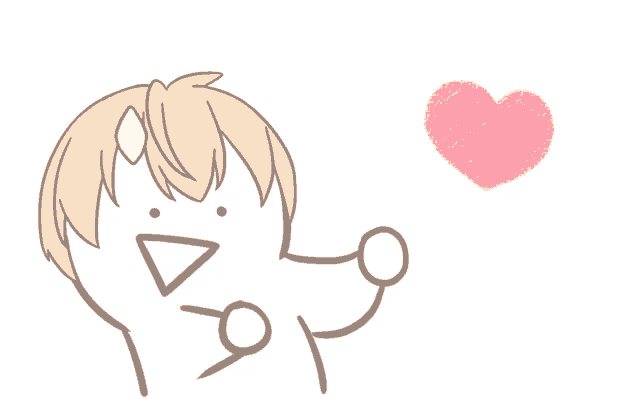 a drawing of a person with a heart in the air