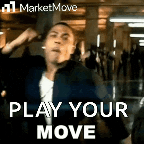 a man is dancing in a hallway with the words play your move above him