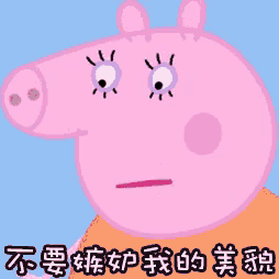 a cartoon pig with chinese writing on the bottom