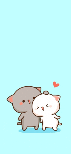 a couple of cartoon cats standing next to each other on a blue background