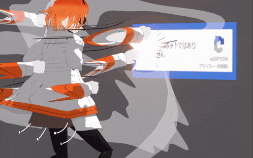 a cartoon of a girl holding a sign that says " captcha "