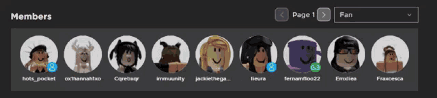 a screenshot of the members page of a roblox account