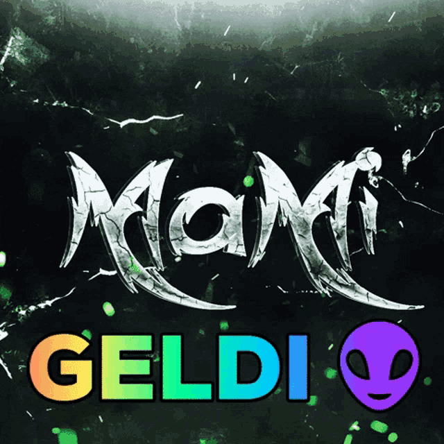a rainbow colored logo that says " geldi "