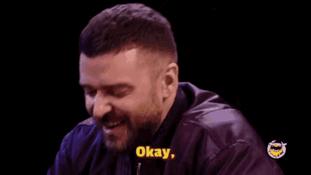 a man with a beard is saying " okay i 'm fine i 'm fine i 'm fine "