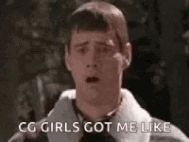 a man with a surprised look on his face is talking to a girl .