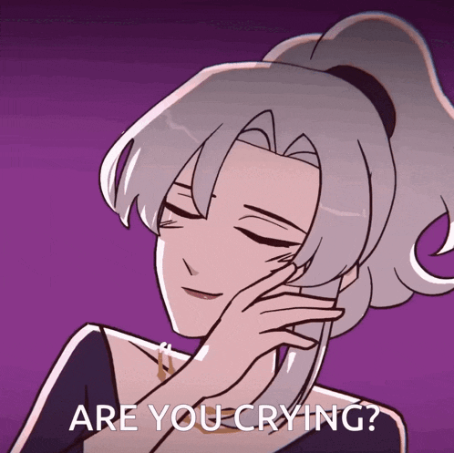 a cartoon of a woman with the words are you crying