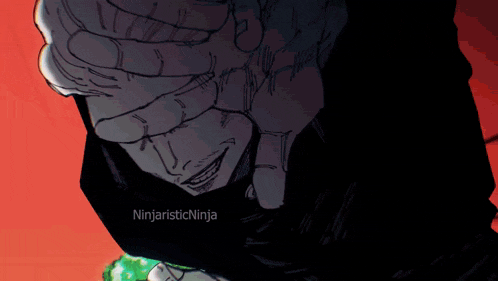 a drawing of a man with the word ninja on the bottom left