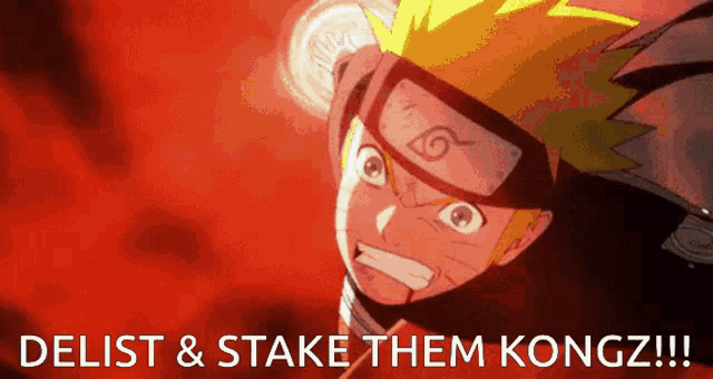 a picture of a cartoon character with the words delist & stake them kongz