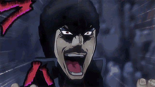 a cartoon of a man with a mustache is making a face