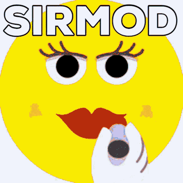 a pink circle with a smiley face and the word sirmod above it