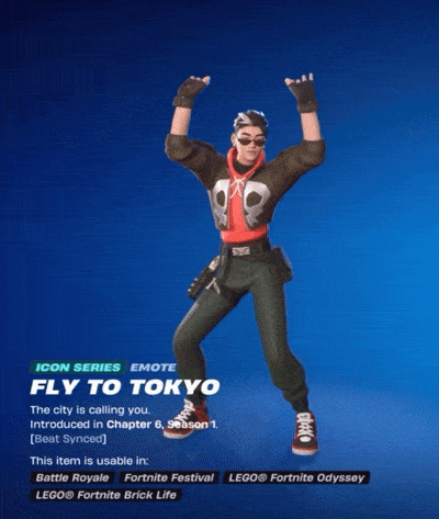 a video game character named fly to tokyo is standing with his arms in the air