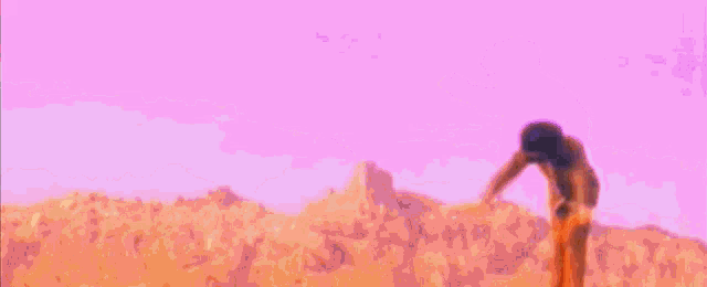 a painting of a person 's face with a purple background