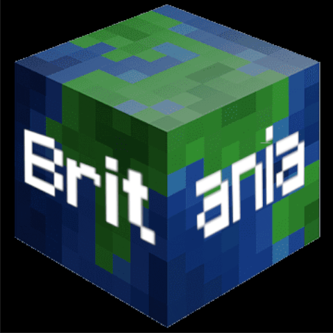 a blue and green cube with the words brit aria on it