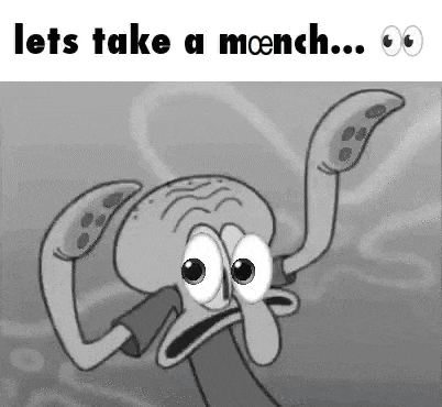 a black and white cartoon of squidward from spongebob squarepants with a surprised look on his face