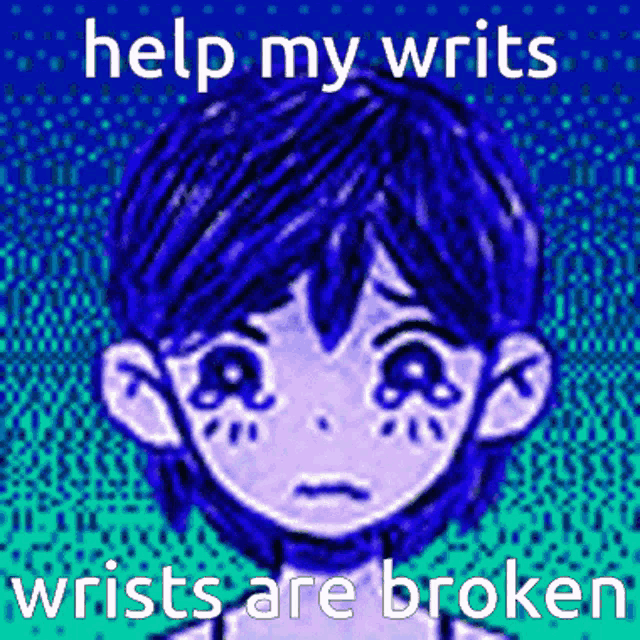 a picture of a girl with the words help my writs wrists are broken below it