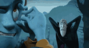 two cartoon characters are standing next to each other and one is holding another 's hand