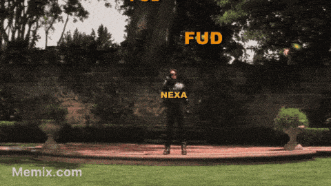 a man in a nexa shirt stands in a garden