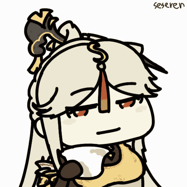 a cartoon drawing of a girl with a s on her head
