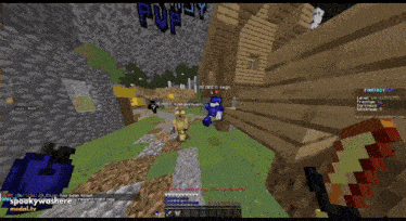a screenshot of a minecraft game with the words spookywashhere on the bottom