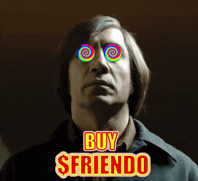 a man with a psychedelic eye and the words buy $friendo