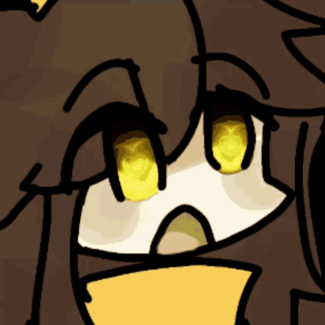 a close up of a cartoon character 's eyes with a heart in them