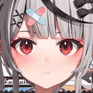an anime girl with a bandage on her head