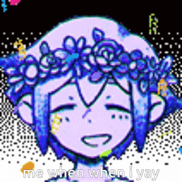 a cartoon character with a flower crown on her head .