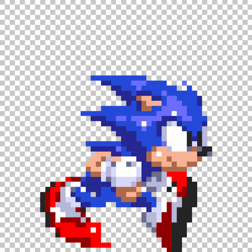 a pixel art of sonic the hedgehog running