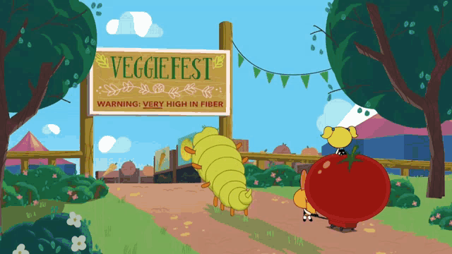 a cartoon illustration of a veggiefest sign