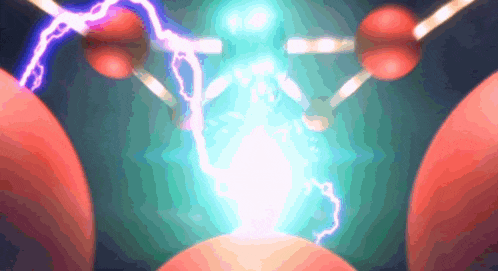 a computer generated image of a molecule with lightning bolts coming out of it