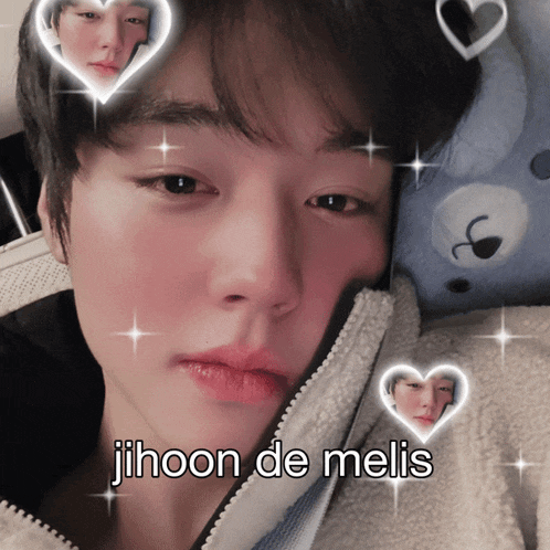 jihoon de melis is written on a picture of a young man