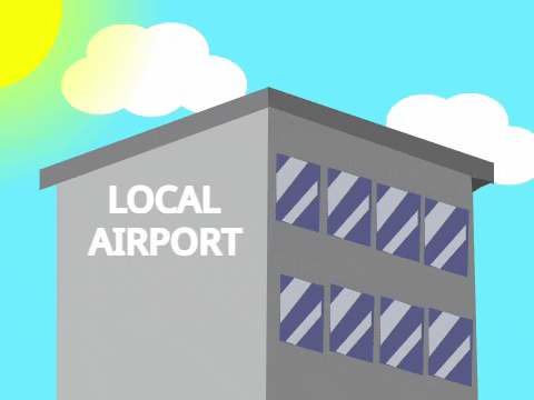 a building that says local airport on it