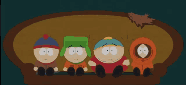 a group of south park characters sitting on a couch